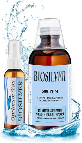 BIOSILVER | Colloidal Silver Liquid | 500 ppm, Extra Strength, 8 oz with Spray Bottle | Immune & Stem Cell Support | Wound Care & Superior Healing in Saudi Arabia