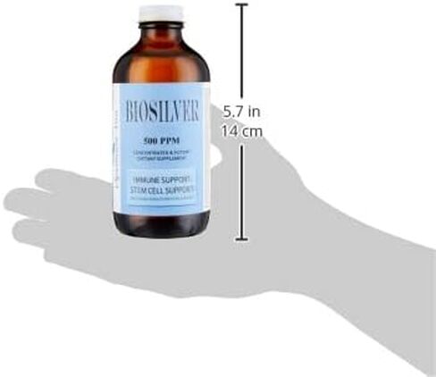 BIOSILVER | Colloidal Silver Liquid | 500 ppm, Extra Strength, 8 oz with Spray Bottle | Immune & Stem Cell Support | Wound Care & Superior Healing in Saudi Arabia
