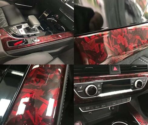 Red Forged Gloss Carbon Fiber Vinyl Wrap Roll Stretchable Decal Sticker Film Sheet Air Release DIY Decoration Vinyl in Saudi Arabia