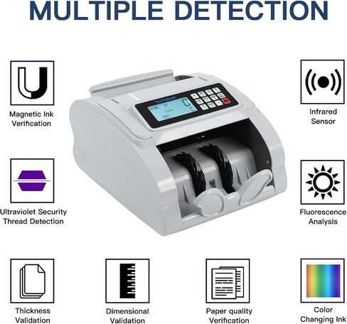 Ten-Tatent Bill Counter Machine, Money Counter Machine with UV/MG/IR/Counterfeit Detection, Count Value of Bills, ValuCount, Add and Batch Modes, Large LED Display, 1,000 Bills/Min (White) in Saudi Arabia