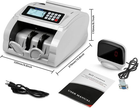 Ten-Tatent Bill Counter Machine, Money Counter Machine with UV/MG/IR/Counterfeit Detection, Count Value of Bills, ValuCount, Add and Batch Modes, Large LED Display, 1,000 Bills/Min (White) in Saudi Arabia