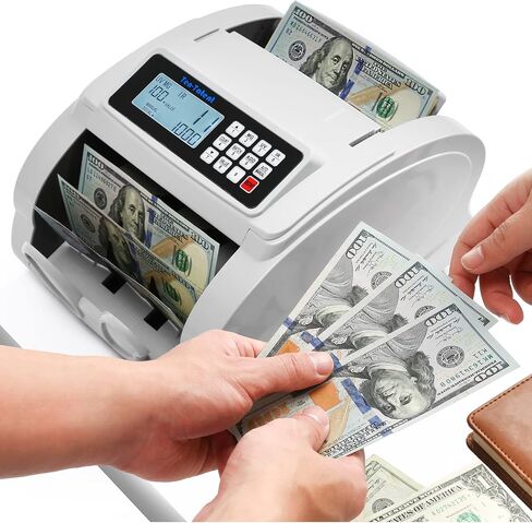 Ten-Tatent Bill Counter Machine, Money Counter Machine with UV/MG/IR/Counterfeit Detection, Count Value of Bills, ValuCount, Add and Batch Modes, Large LED Display, 1,000 Bills/Min (White) in Saudi Arabia