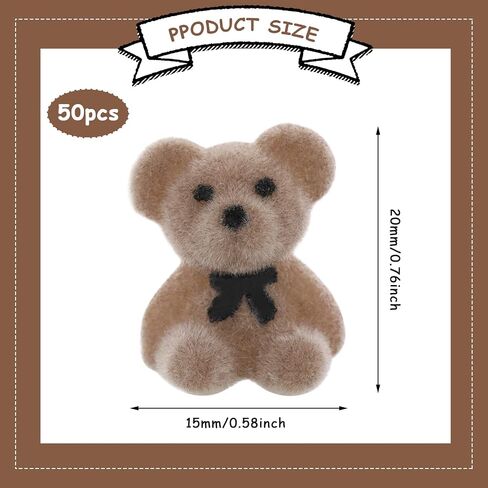 Prasacco 50 Pcs Mini Bears Miniature Bears Tiny Bear Acrylic Mini Flocked Bears Plastic Small Bears Little Bears Flatback Bear Charm DIY Bear Accessory Decorations in Saudi Arabia