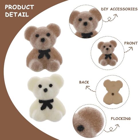 Prasacco 50 Pcs Mini Bears Miniature Bears Tiny Bear Acrylic Mini Flocked Bears Plastic Small Bears Little Bears Flatback Bear Charm DIY Bear Accessory Decorations in Saudi Arabia