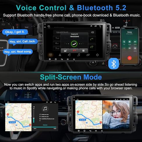 Car Stereo Radio Android 12 for Chevy Silverado GMC Sierra Buick Enclave 2007-2012, 8"IPS Touch Screen Car Radio Build-in GPS Wireless CarPlay/Wired Android Auto, 2G+32G, Backup Camera/DSP/SWC in Kuwait