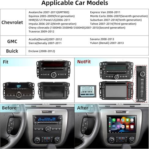 Car Stereo Radio Android 12 for Chevy Silverado GMC Sierra Buick Enclave 2007-2012, 8"IPS Touch Screen Car Radio Build-in GPS Wireless CarPlay/Wired Android Auto, 2G+32G, Backup Camera/DSP/SWC in Kuwait