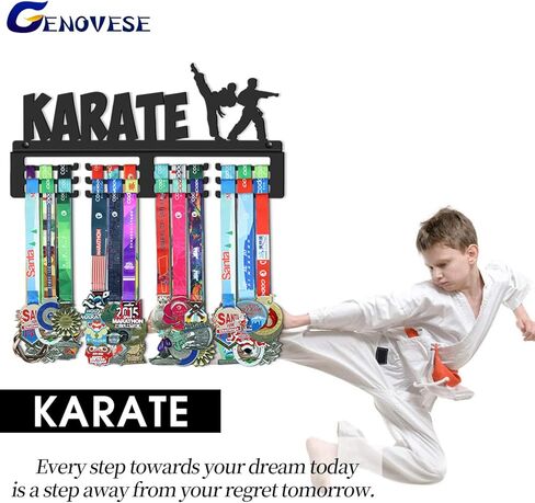 إطار رف حامل ميدالية الكاراتيه، معدن فولاذي أسود قوي، ميداليات مثبتة على الحائط in Kuwait