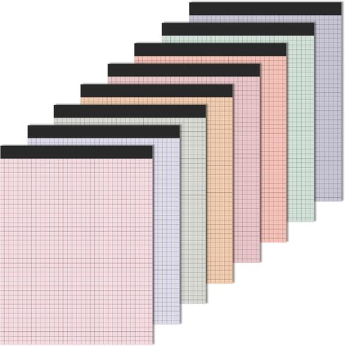Ctosree 8 Pads 8.5 x 11 Inch Quad Legal Notepads Colored Graph Paper 4 Squares Per Inch Engineering Paper Grid Paper Pad Blueprint Paper for School Office Business Supplies, 50 Sheets (Candy Colors) in Saudi Arabia