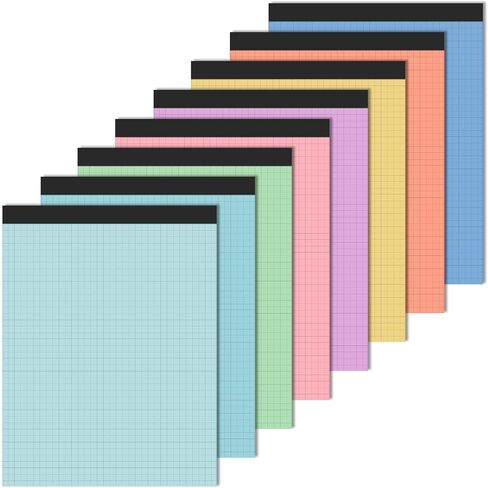 Ctosree 8 Pads 8.5 x 11 Inch Quad Legal Notepads Colored Graph Paper 4 Squares Per Inch Engineering Paper Grid Paper Pad Blueprint Paper for School Office Business Supplies, 50 Sheets (Candy Colors) in Saudi Arabia