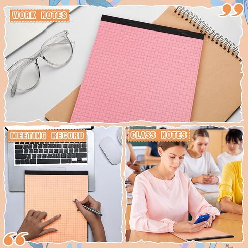 Ctosree 8 Pads 8.5 x 11 Inch Quad Legal Notepads Colored Graph Paper 4 Squares Per Inch Engineering Paper Grid Paper Pad Blueprint Paper for School Office Business Supplies, 50 Sheets (Candy Colors) in Saudi Arabia