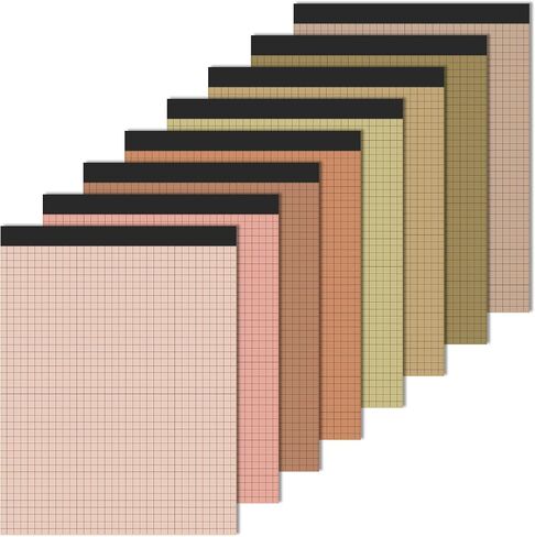 Ctosree 8 Pads 8.5 x 11 Inch Quad Legal Notepads Colored Graph Paper 4 Squares Per Inch Engineering Paper Grid Paper Pad Blueprint Paper for School Office Business Supplies, 50 Sheets (Candy Colors) in Saudi Arabia