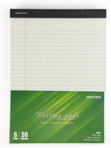Mintra Office Legal Pads, ((Basic 6pk - (Green Paper) (8.5in x 11in (Wide Ruled), 6pk (Green Tint)) in Saudi Arabia