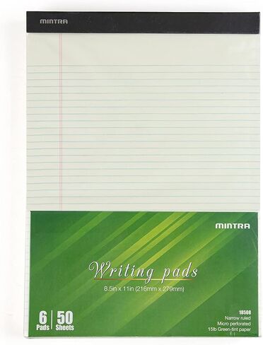 Mintra Office Legal Pads, ((Basic 6pk - (Green Paper) (8.5in x 11in (Wide Ruled), 6pk (Green Tint)) in Saudi Arabia