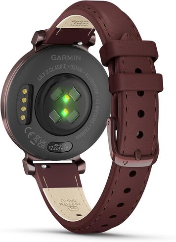 مجموعة صندوق هدايا ساعة اللياقة البدنية الذكية Garmin Lily 2 (ليلك معدني/سيليكون أرجواني) - ساعة للسيدات مع شاشة مخفية، بطارية تدوم 5 أيام وحقيبة معدنية - تتضمن محول حائط PlayBetter وحافظة صلبة in Saudi Arabia