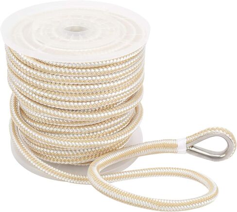 NovelBee خط مرساة من النايلون بضفيرة مزدوجة بطول 1/2 بوصة × 100 قدم مع كشتبان من الفولاذ المقاوم للصدأ وظرف بلاستيكي (أسود) in Kuwait