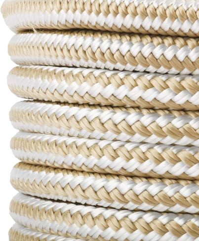 NovelBee خط مرساة من النايلون بضفيرة مزدوجة بطول 1/2 بوصة × 100 قدم مع كشتبان من الفولاذ المقاوم للصدأ وظرف بلاستيكي (أسود) in Kuwait