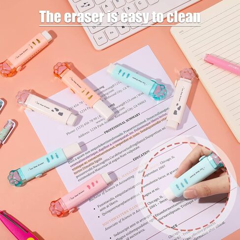 8 Pcs Cat Paw Shaped Retractable Erasers, Cute Erasers for School Sliding Push-Pull Pencil Rubber Erasers Aesthetic School Supplies Students Writing Office Stationery Supplies in Saudi Arabia