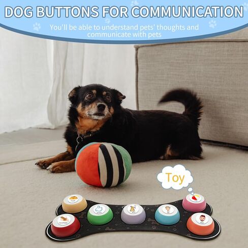 أزرار للكلاب للتواصل، مجموعة أزرار ناطق للكلاب مكونة من 7 أزرار، طنانات تدريب قابلة للتسجيل، زر التحدث للكلاب مع حصيرة أزرار للكلاب مقاومة للماء ومضادة للانزلاق و25 ملصقًا للمشهد (البطاريات متضمنة) in Kuwait