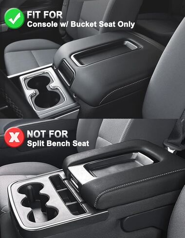 بديل غطاء مسند ذراع وحدة التحكم المركزية للسيارة لسيارة Chevy Silverado & GMC Sierra 1500 2500 3500 2014-2018، غطاء بديل لمسند الذراع من جلد الفينيل، غرزة سوداء رمادية (مقعد دلو فقط) in Saudi Arabia
