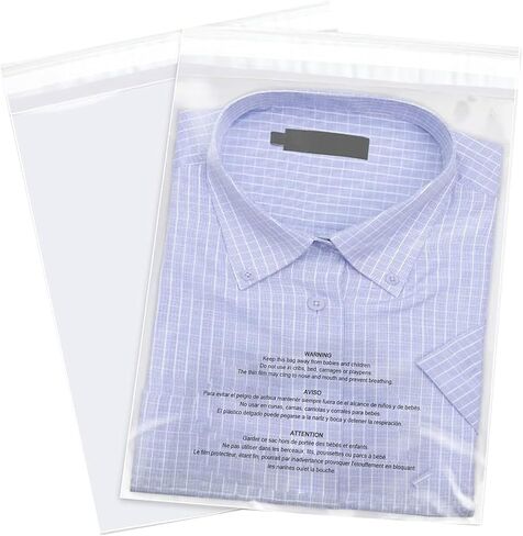 Clear Poly Bags with Suffocation Warning, 500 count, Self Seal, Clear Plastic Shirt Packing Bags (12 x 15) in Kuwait