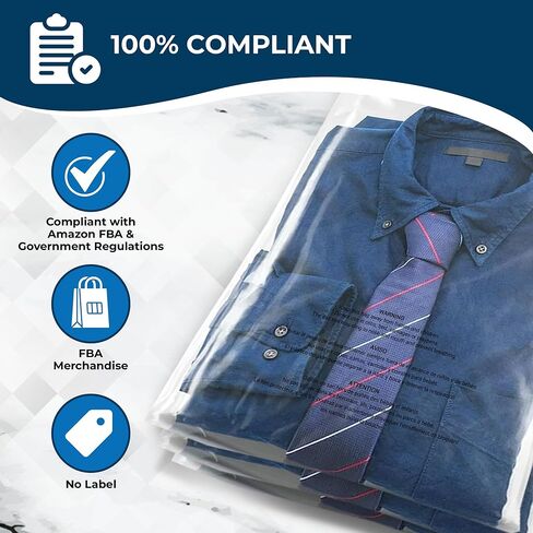 Clear Poly Bags with Suffocation Warning, 500 count, Self Seal, Clear Plastic Shirt Packing Bags (12 x 15) in Kuwait