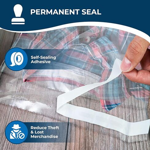 Clear Poly Bags with Suffocation Warning, 500 count, Self Seal, Clear Plastic Shirt Packing Bags (12 x 15) in Kuwait