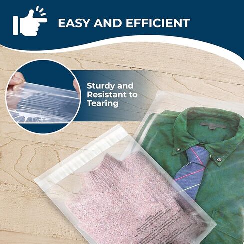 Clear Poly Bags with Suffocation Warning, 500 count, Self Seal, Clear Plastic Shirt Packing Bags (12 x 15) in Kuwait