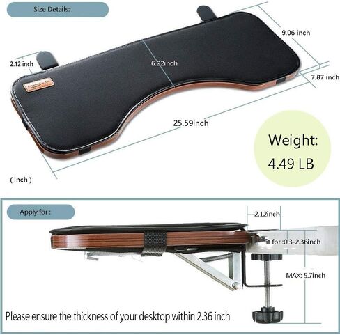 مشبك تمديد مريح للمكتب على المكتب، مسند للساعد، مسند للمكتب، فأرة قابلة للتعديل وصينية لوحة المفاتيح، حامل طاولة مائل، مسند للذراع، رف لدعم مرفق الكمبيوتر تحت المكتب in Kuwait