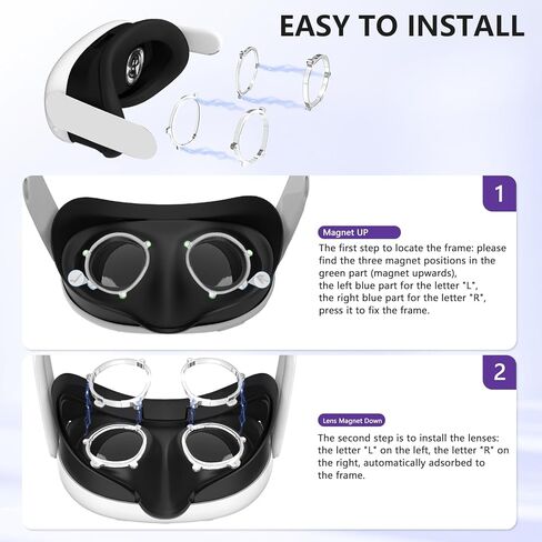 إطار عدسة مضاد للأزرق من Esimen متوافق مع ملحقات حماية العدسات Meta Quest 3، فاصل النظارات، استبدال العدسة، مضاد للوهج، مضاد للغبار، مضاد للخدش، سهل التركيب والإزالة، يحمي عينيك in Kuwait