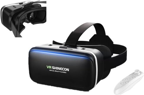 VR Headset for iPhone & Android with Controller, Virtual Reality 3D Glasses Headset Helmets, Universal Virtual Reality Goggles for Kids & Adults, for Phones 4.7-6.6 Inch, for TV, Movies & Video Games in Saudi Arabia