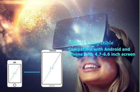 VR Headset for iPhone & Android with Controller, Virtual Reality 3D Glasses Headset Helmets, Universal Virtual Reality Goggles for Kids & Adults, for Phones 4.7-6.6 Inch, for TV, Movies & Video Games in Saudi Arabia