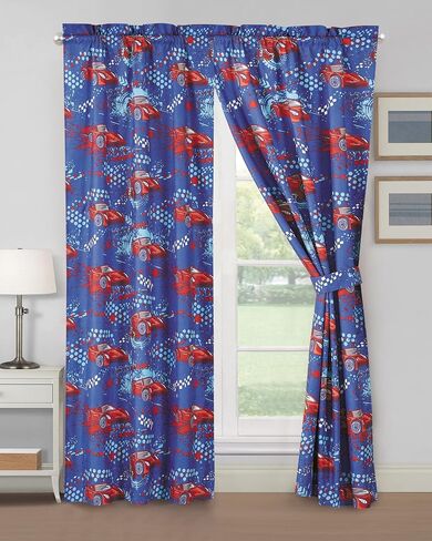 WPM WORLD PRODUCTS MART Blue Skies Airplane Print Curtain for Boys Girls Bedroom 4 Piece Blue Airplane Theme Curtain for Kids Bedroom Set with Panel and tiebacks Design (Airplane) in Saudi Arabia