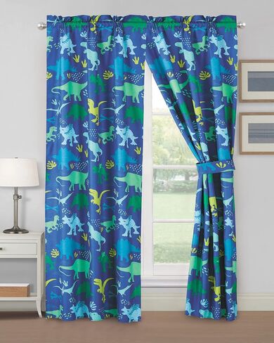 WPM WORLD PRODUCTS MART Blue Skies Airplane Print Curtain for Boys Girls Bedroom 4 Piece Blue Airplane Theme Curtain for Kids Bedroom Set with Panel and tiebacks Design (Airplane) in Saudi Arabia