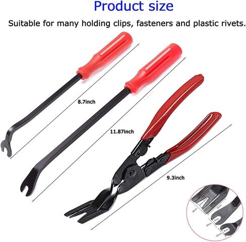 Removal Tool Kit Auto Car Door Trim Panel Removal kit Clip Pliers Set Clip Pliers Remover and Radio Audio Stereo Removal Tools red in Saudi Arabia