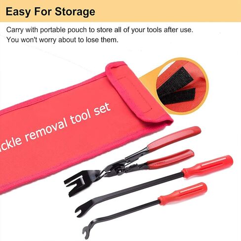 Removal Tool Kit Auto Car Door Trim Panel Removal kit Clip Pliers Set Clip Pliers Remover and Radio Audio Stereo Removal Tools red in Saudi Arabia
