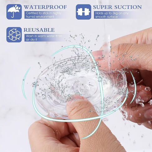 2 Pack Suction Cup Heavy-Duty Hook, Plastic Large Clear Vacuum Reusable Sucker Wreath Hanger for Windows Tiles Glass Smooth Doors Mirrors Hanging Towel Robe Bags in Saudi Arabia