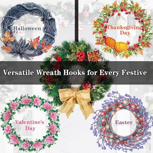 Wreath Hanger, 15" Wreath Hangers for Front Door, Indoor or Outdoor Over The Door Heavy Duty Wreath Hook Hanger for Easter Spring Halloween Xmas Wreath Decorations, Steel Material, 20lb Load Bearing in Saudi Arabia