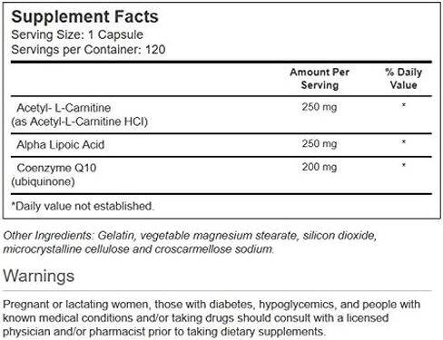 Vitacost Synergy Acetyl L-Carnitine, Alpha Lipoic Acid & CoQ10 -- 120 Capsules in Kuwait