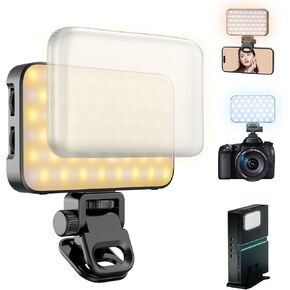 96 LED Selfie Light, Phone Light, Rechargeable Magnetic Selfie Light, Stepless Color Light& Brightness Adjustment, Phone Light Clip for Phone Android iPad Laptop for Makeup TikTok Selfie Vlog