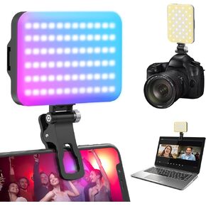 108 LED Video Light, 2500K-6500K RGB Selfie Light for iPhone-CRI 97+, 2200mAh Camera Light with 3CCT/RGB 360° Full Color/20 Lighting Effects, Phone Light for Party, Photography, Streaming(Black)