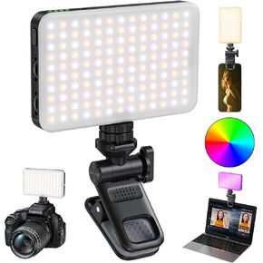 129LED Clip Cell Phone Light, Selfie Light, RGB Lighting, 10 Lighting Modes for iPhone, Laptop, Camera, Portable Fill Light for Selfies, Video Conferencing, Photography, TikTok, youtube, Vlog Shooting