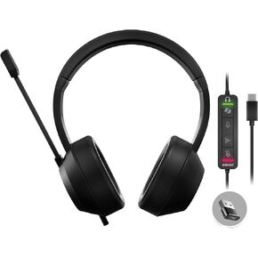 Adesso Xtream P7 Wired Stereo Headset with Copilot AI Shortcut 40mm Stereo Drivers Voice Dictation Mute Button Submit Button Comfortable Fit USB C and USB A for Windows and Mac OS