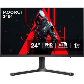 KOORUI 24 Inch Computer Monitor -FHD 1080P Gaming Monitor 165Hz VA 1ms, AdaptiveSync Technology, LED Monitors with Ultra-Thin, HDMI X2 /DP, VESA Compatible, Tilt Adjustable, Eye Care 24E4