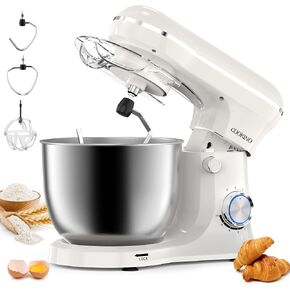 Electric Stand Mixer,660W 10 Speeds Tilt-Head Food Mixer, 3-IN-1 Kitchen Mixer for Daily Cooks with 6 QT Bowl,Dough Hook, Beater, Whisk (Almond Cream)
