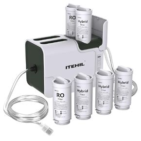 Portable Water Filter with Hybrid and RO Filter, Hiking Water Purifier System for Camping, Survival Gear Purification for Drinking (2 RO Filter +4 Hybrid Filters)