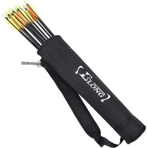 YLS Archery Hip and Back Quiver for Arrows - Black Arrow Quiver for Kids and Adults - Adjustable Arrow Holder with a Padded Strap and Belt Clip - Archery Accessories for Field and Practice