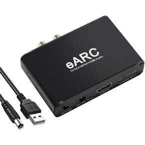 XIHAMA eARC/ARC Audio Converter, RCA 3.5mm Audio Adapter,24bit/192KHz Audio Sampling Rate,ARC Audio Return, HD 5.1 and HD 7.1 Channels,Supports eARC & ARC inputs