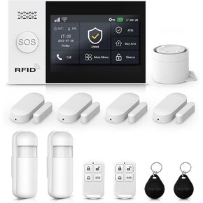 Alarm System for Home Security, Wireless Security System with 4.3’ Wireless fulltouch Screen Compatible with Alexa and Google for Home, Flat