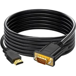 HDMI to VGA Cable 6 Feet, Uni-Directional HDMI Laptop to VGA Monitor Connector Converter Male to Male 1080P HD Video Cord Compatible for Computer, Laptop, Monitor, Projector, HDTV, Roku