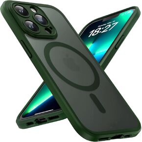 TOCOL Magnetic for iPhone 13 Pro Max Alpine Green Case Upgraded Full Camera Protection Compatible with Magsafe Drop Protection Translucent Matte Back Bumper Phone Cover 6.7-Inch